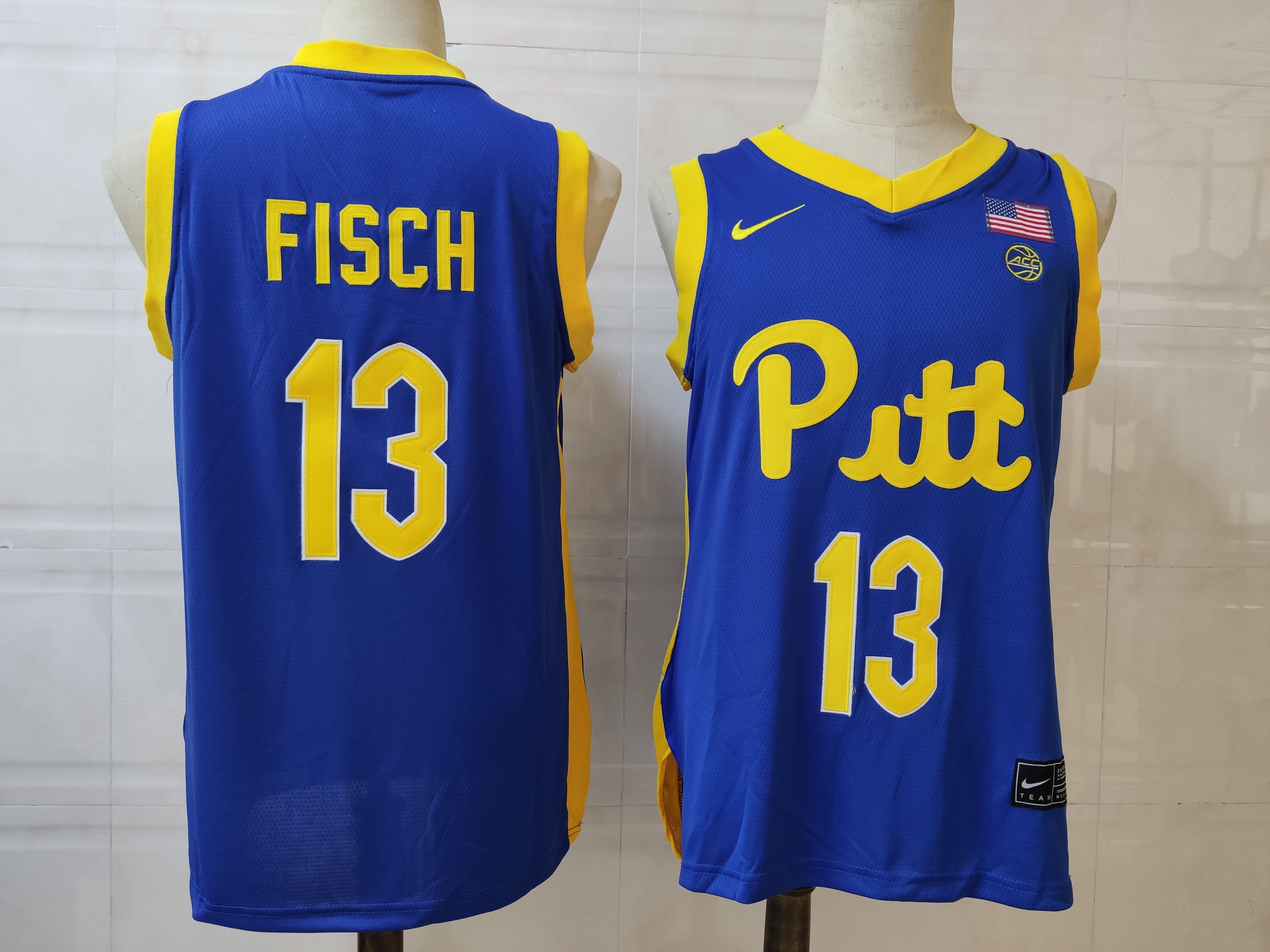Men Pittsburgh Panthers 13 Fisch Blue Nike 2025 NCAA Jersey